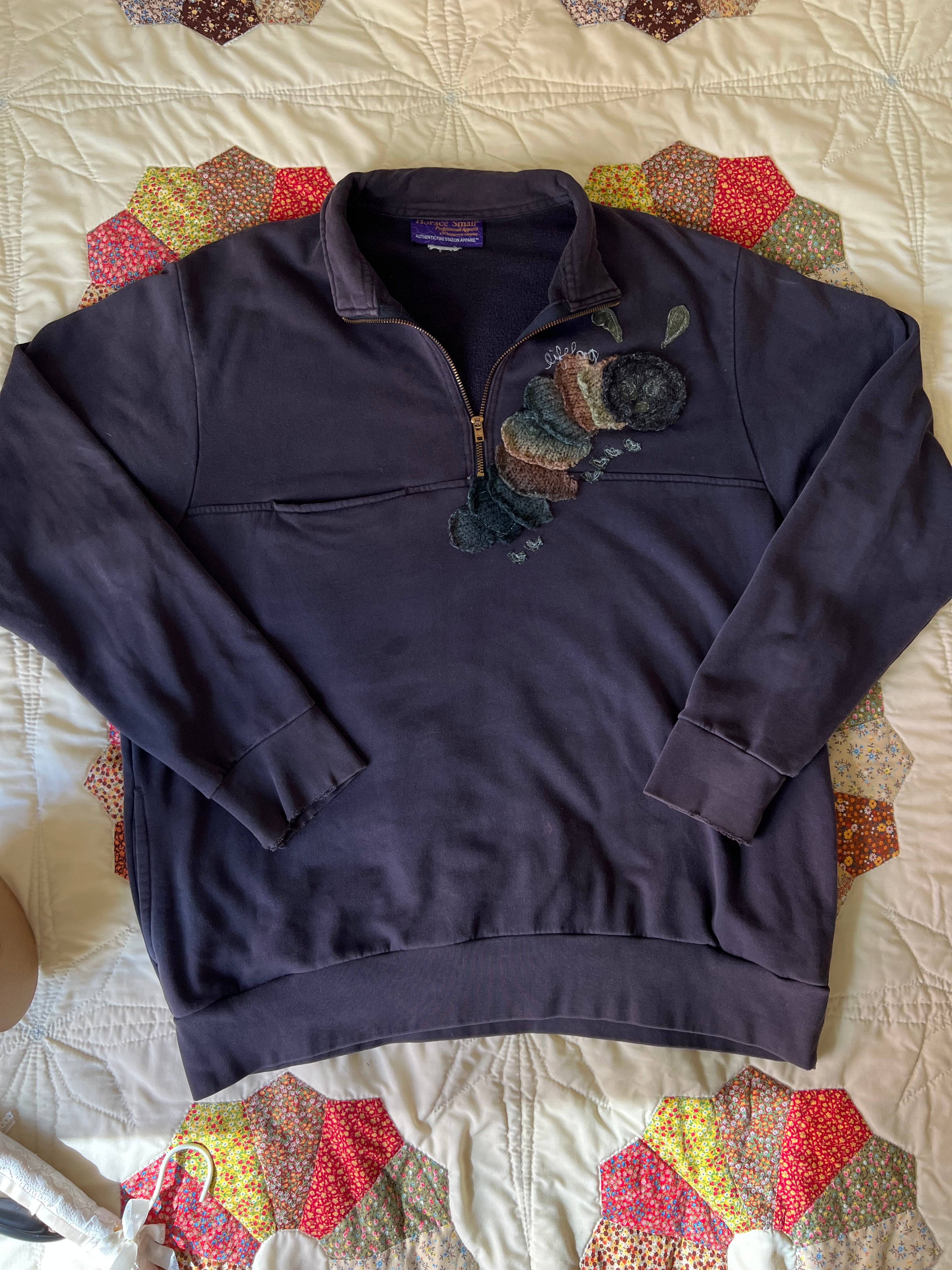 dark grey quarter-zip