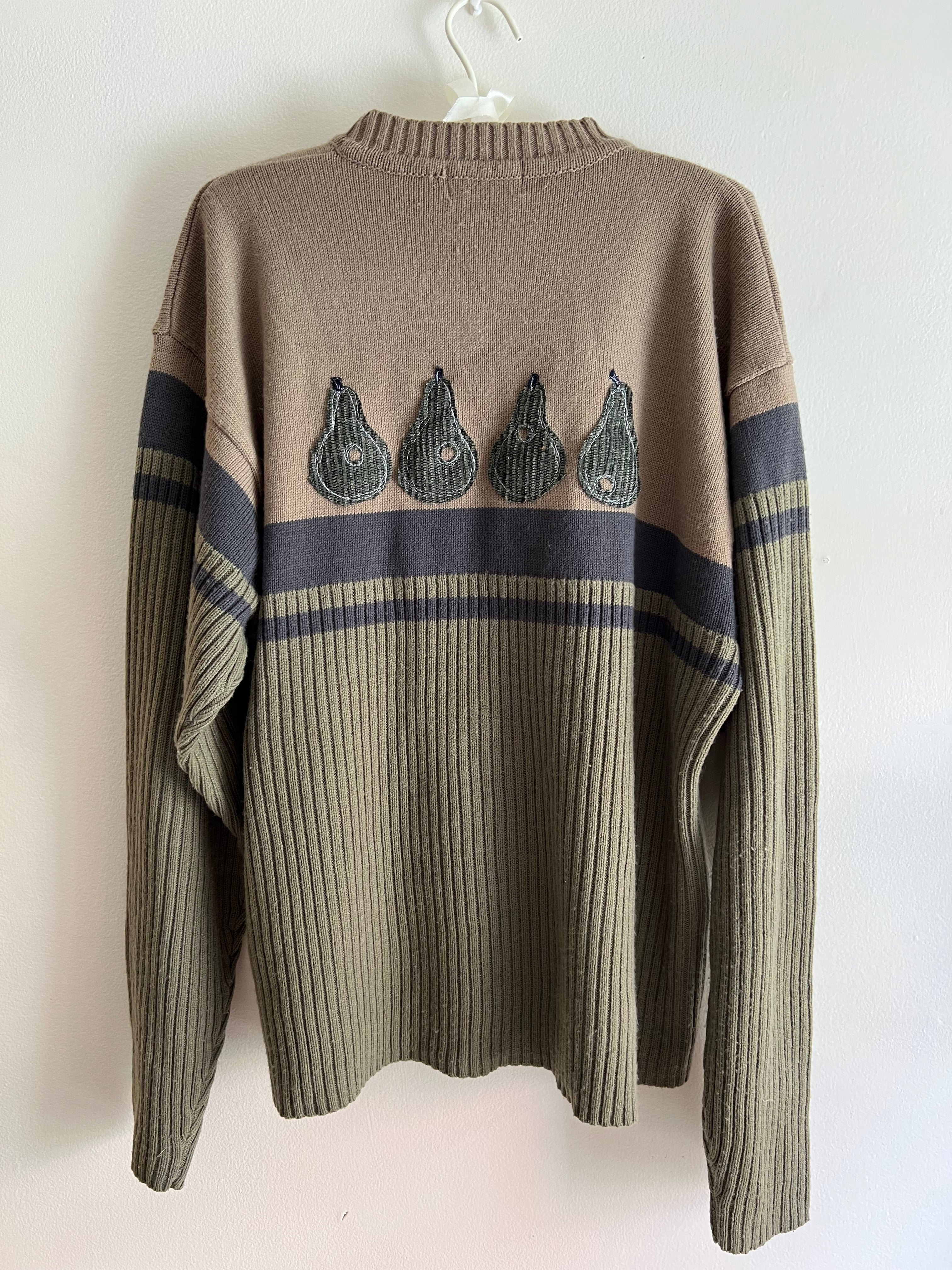 neutral striped knit sweater