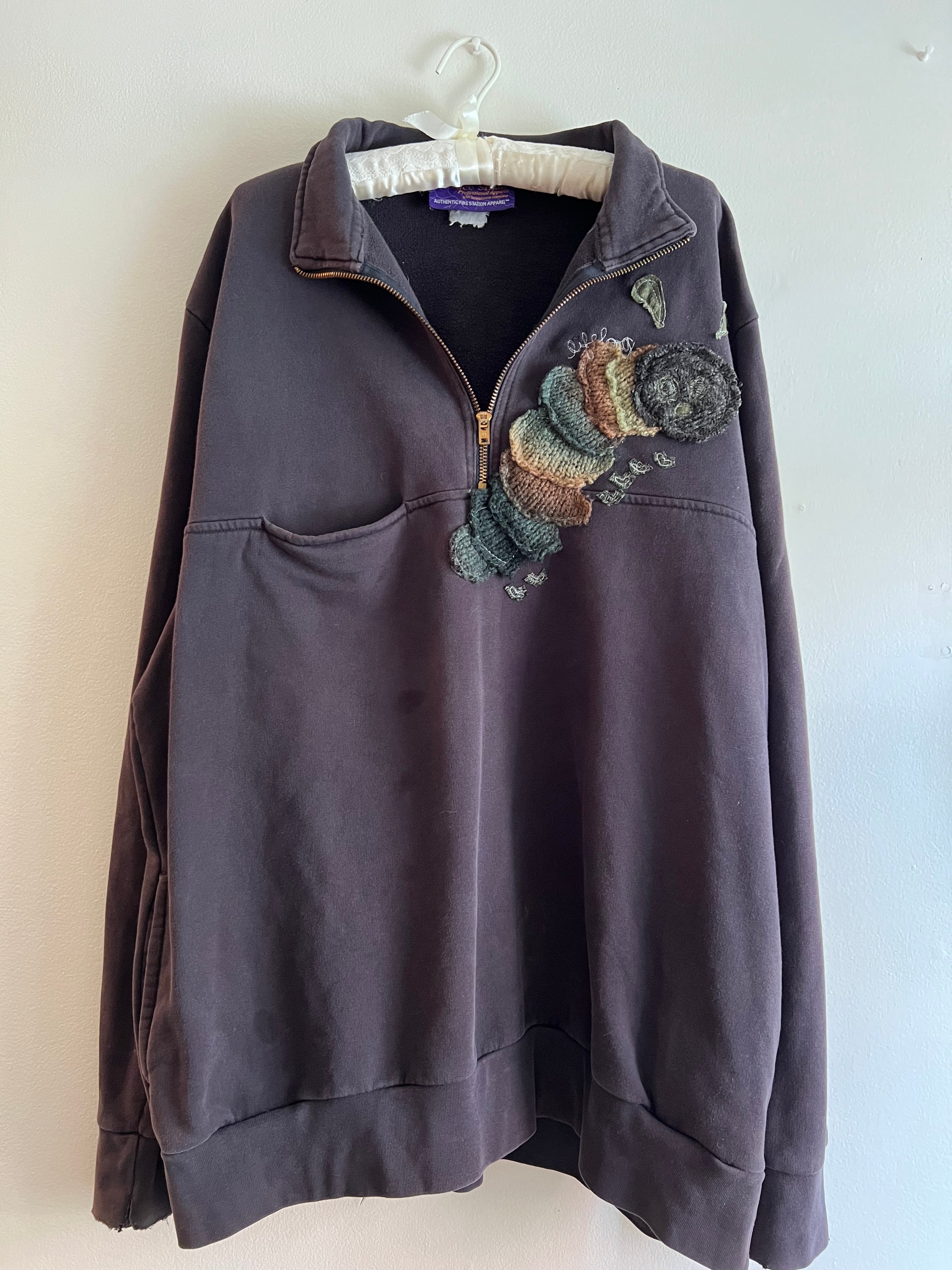 dark grey quarter-zip