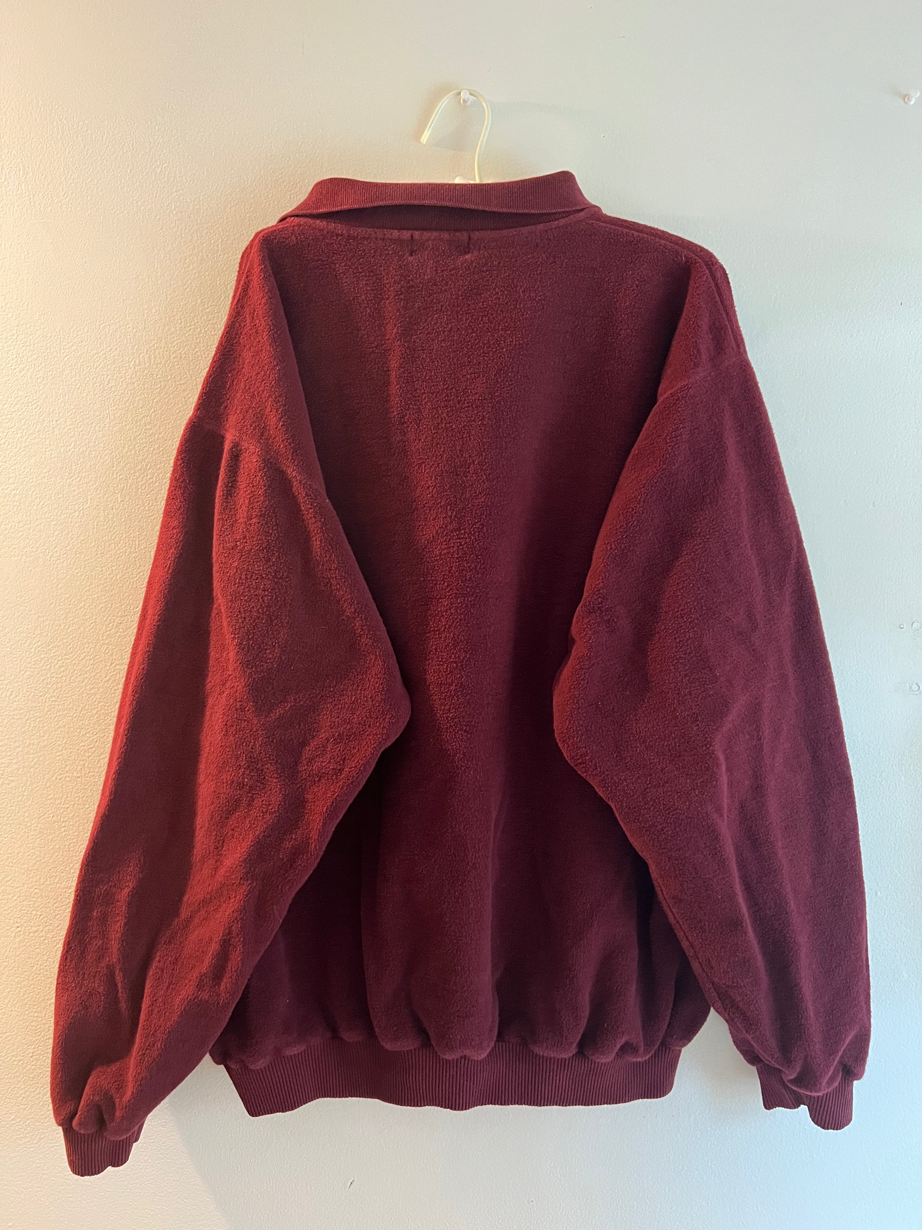 burgundy quarter button-up sweater
