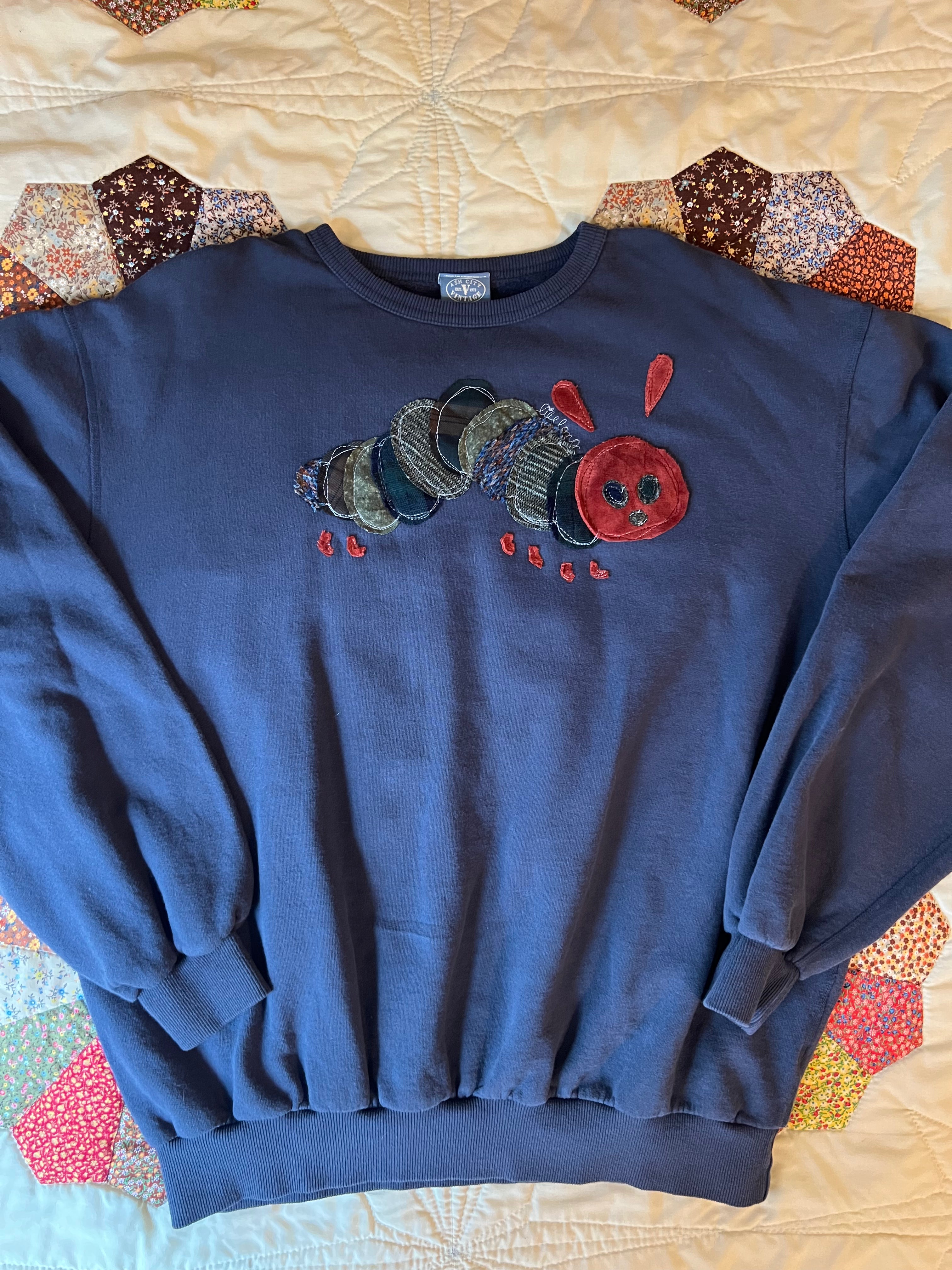 navy crewneck with fruit