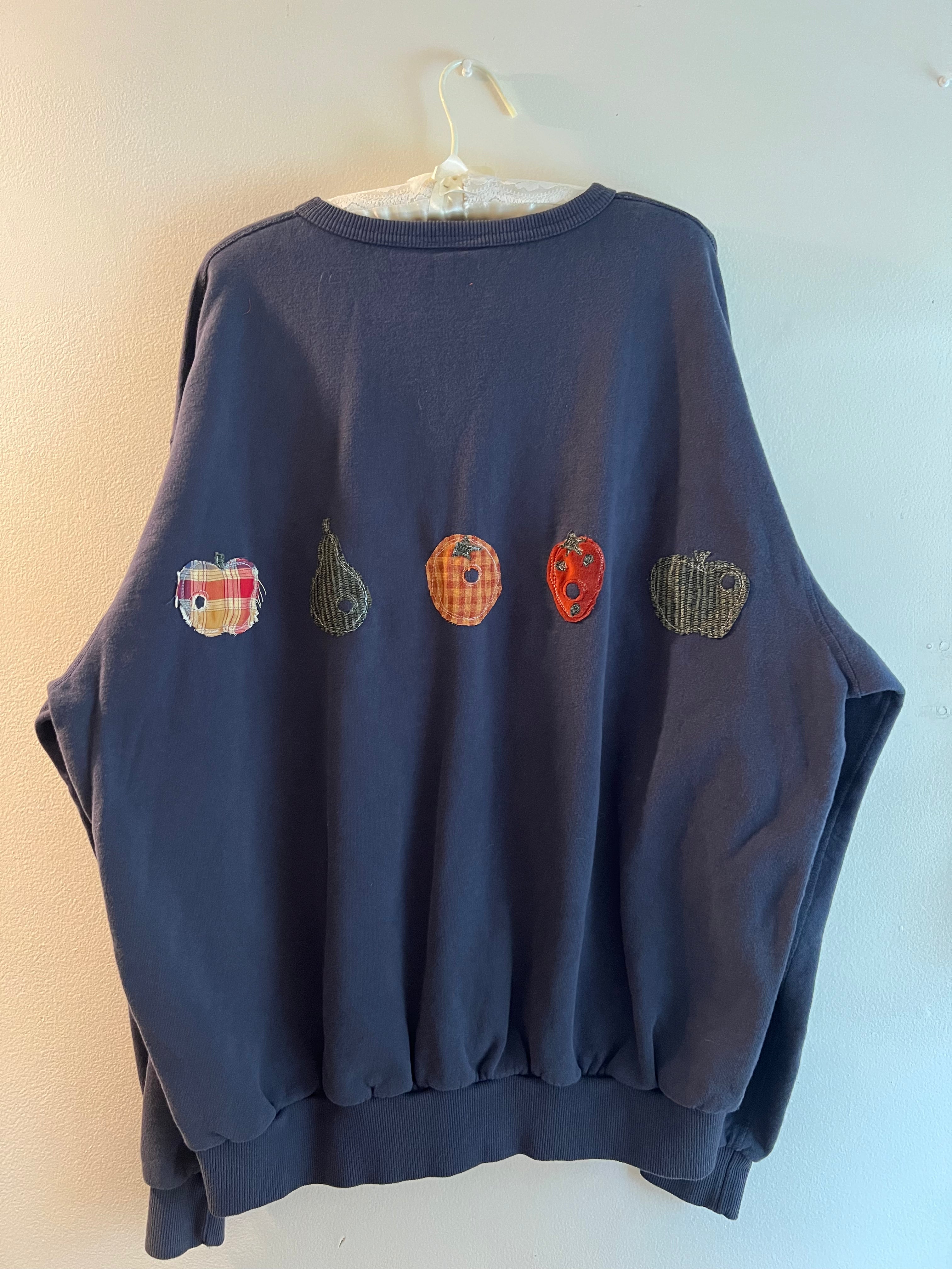 navy crewneck with fruit