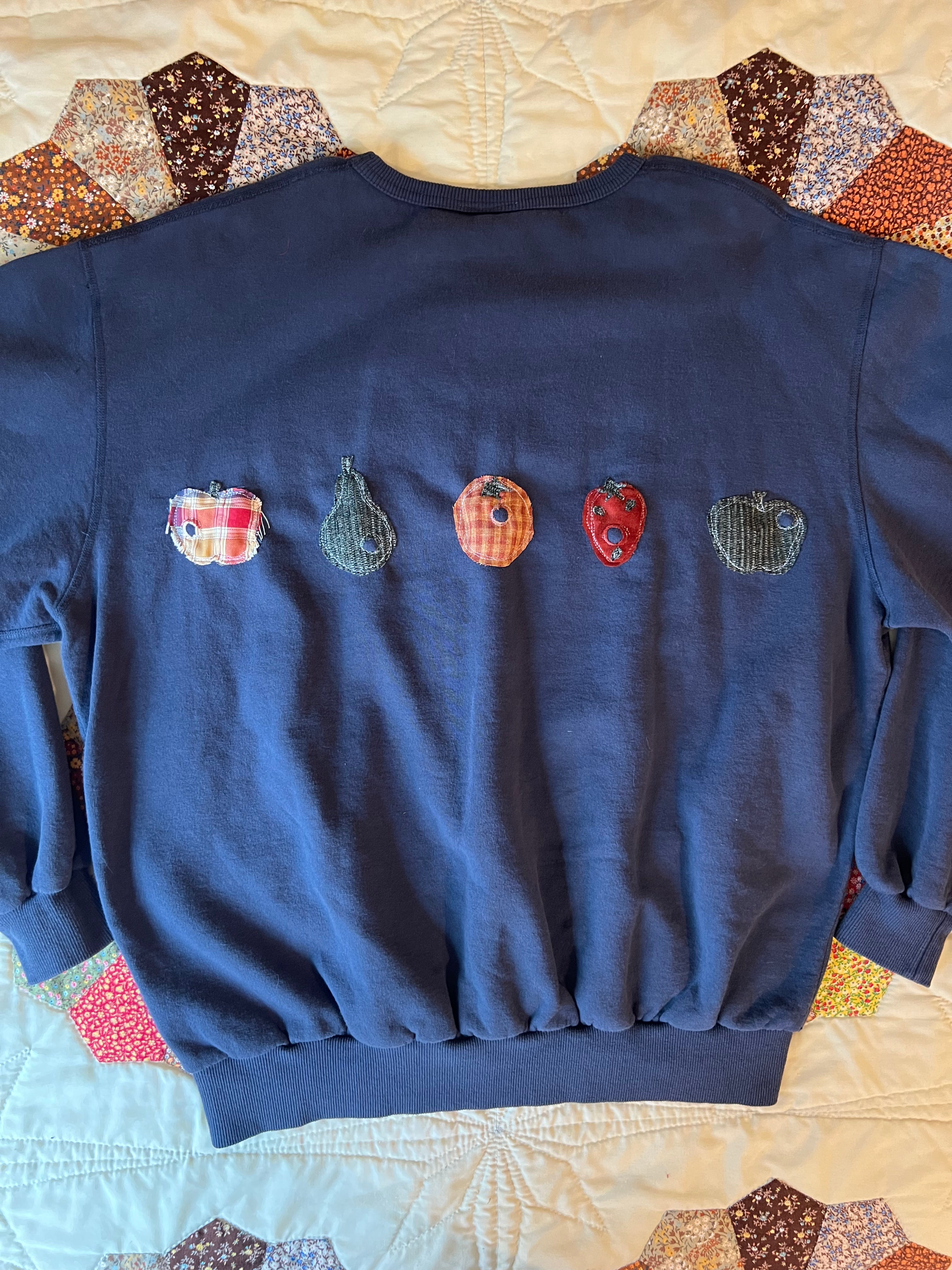 navy crewneck with fruit