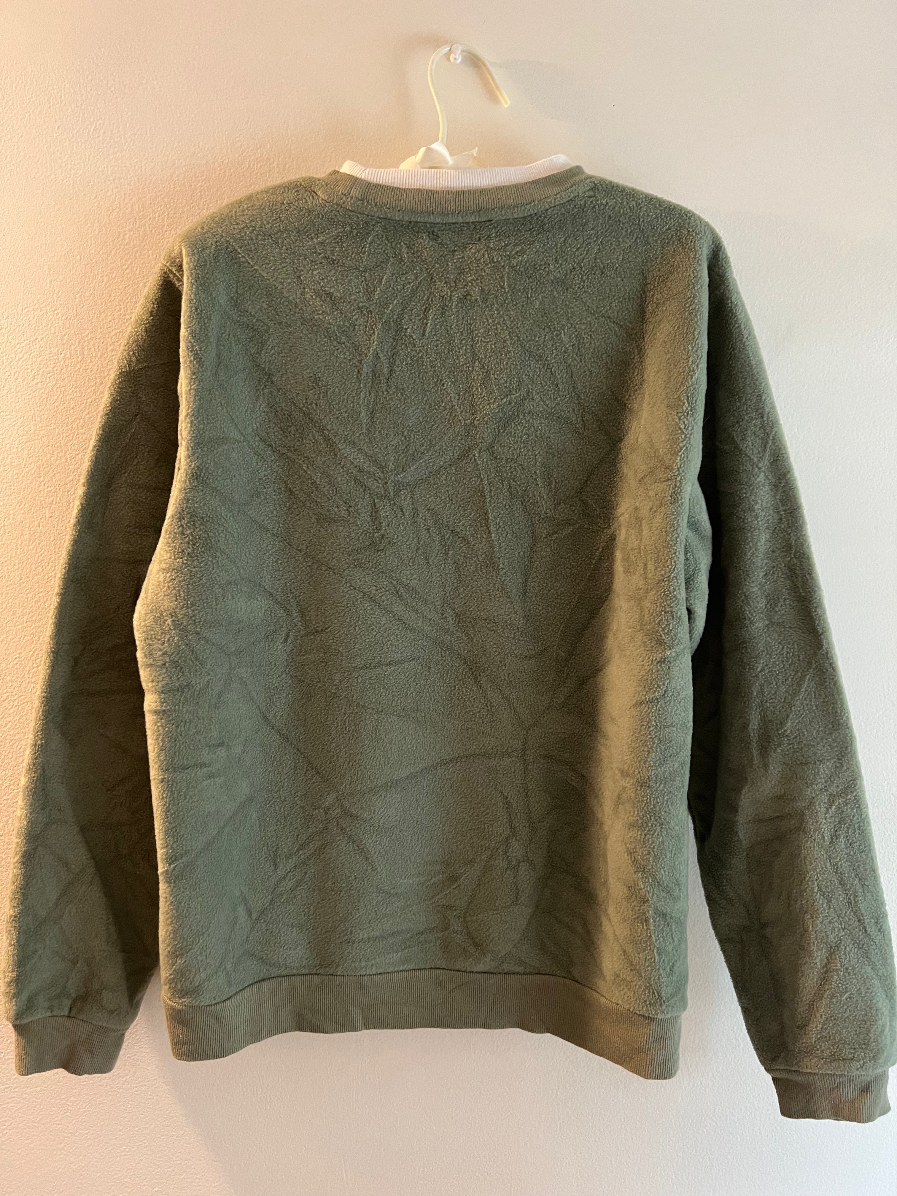 green fleece sweatshirt