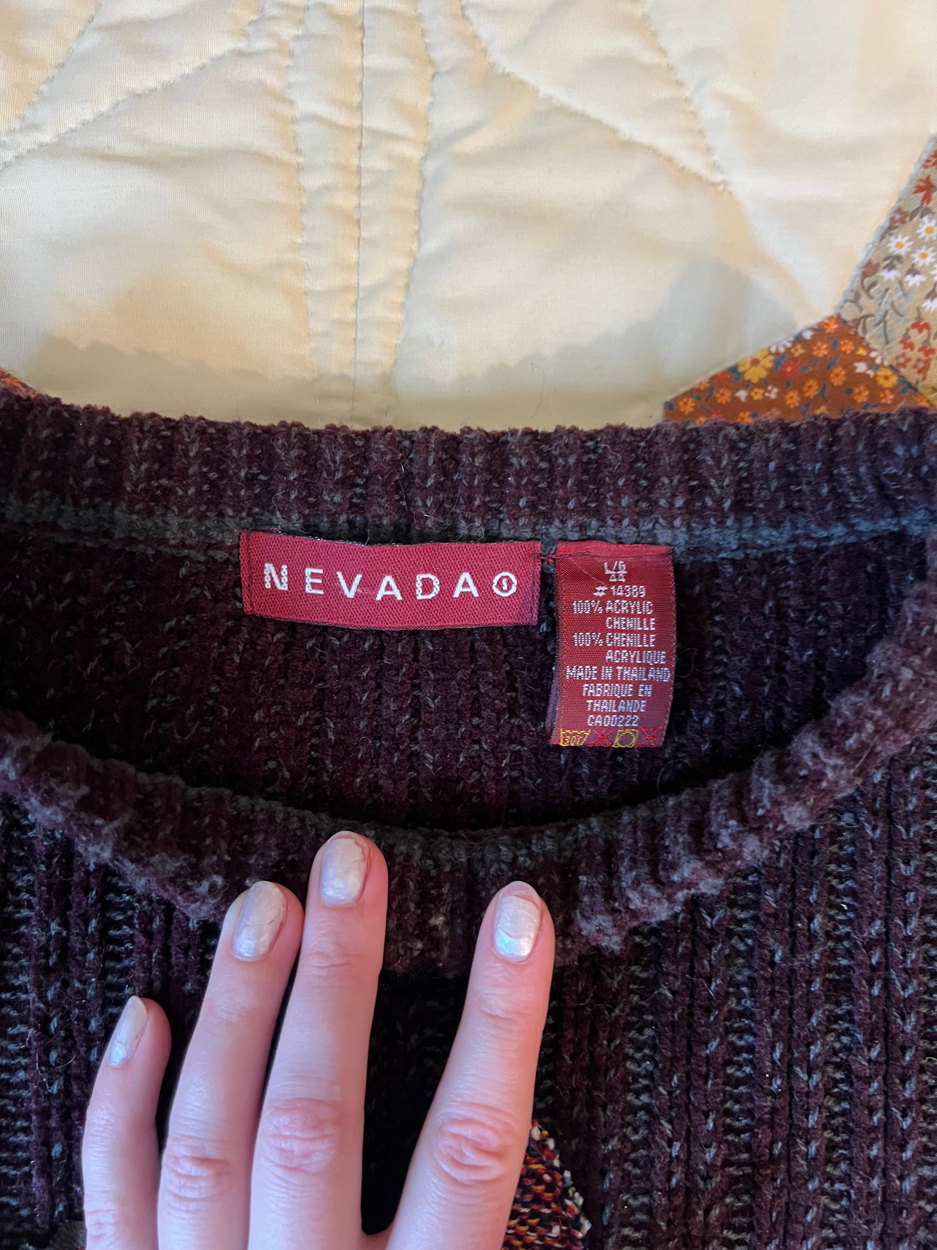 burgundy and grey striped knit